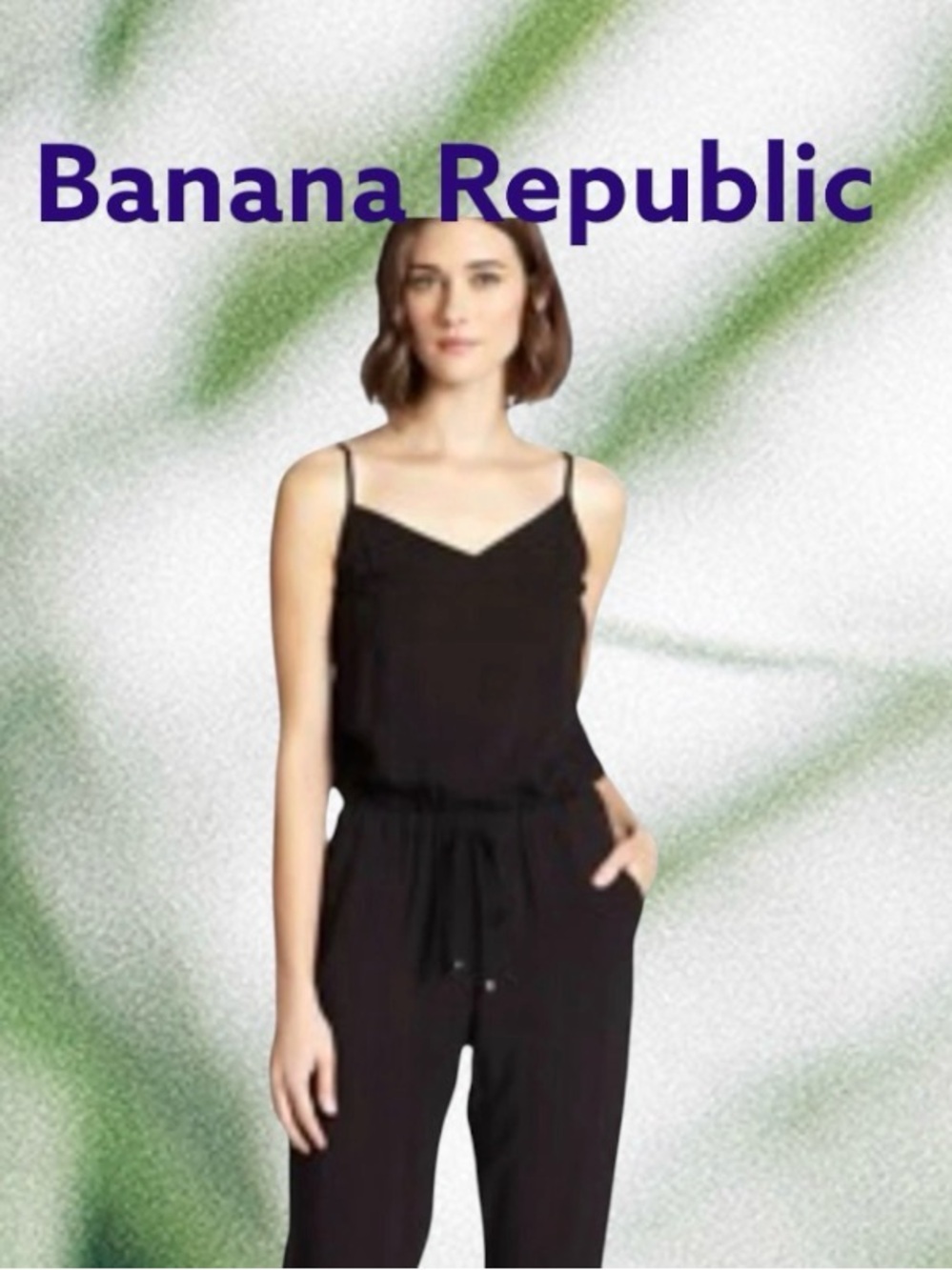 BANANA REPUBLIC black romper jumpsuit joggers women’s size 4 SMALL